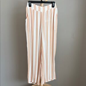 NWT Billabong Cut Through Striped Peach and White Wide-Leg Pants